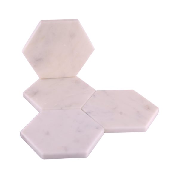 Hexagon White Marble Coasters