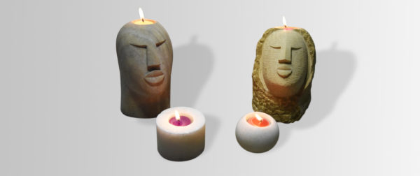 Tea-light-stand-White-Yellow-khatu-Sandstone-candle lampe